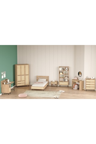 Robin Home Lidya Genç Odası Takımı 7'li Set Sepet-uv Baskı Jüt Kahverengi