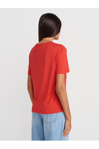 Dilvin 31791 Bisiklet Yaka Modal T-shirt-kırmızı Kırmızı
