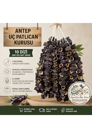 Antep Patlıcan Kurusu 1.kalite Dolmalık Uç 10 Dizi