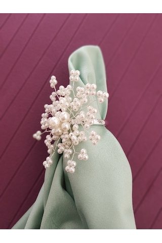 Pekars Gümüş Renk Kartanesi Peçete Yüzüğü 6 Adet Peçetelik