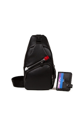 Bizoon Suni2023 Usb Girişli Siyah Çapraz Çanta Bodybag-Siyah