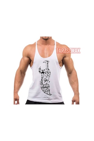 Tarzsokak Gym Tank Top Fitness Sporcu Atleti Gym92 Beyaz