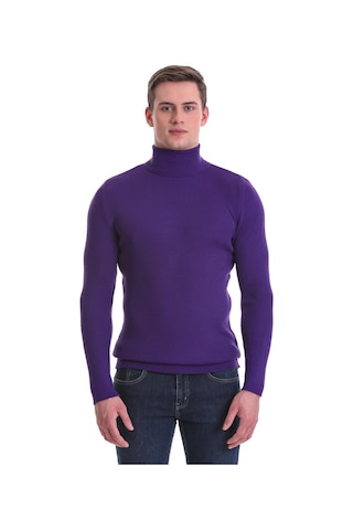 Hatemoğlu Mor Slim Fit Fitilli Balıkçı Yaka Yünlü Triko Kazak 34232023a010 Mor