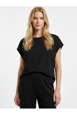 Xint Siyah Pamuk Dokulu Oversize Bluz 602588