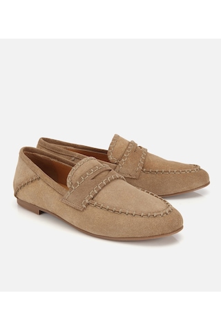 Hotiç Kadın Süet Deri Bej Dikiş Detaylı Günlük Loafer 01ayh321290a320 01ayh321290a320 Bej