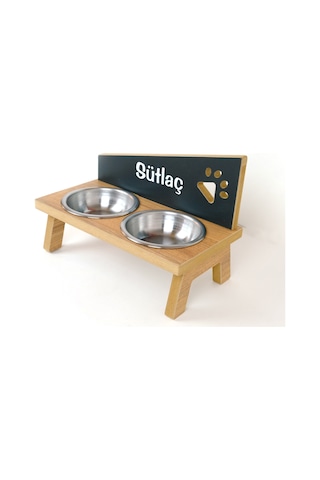 Realwood Standlı Ahşap Kedi Köpek Mama ve Su Kabı 750 ML