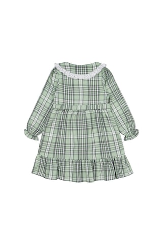 Civil Girls Ekose Desenli 6-9 Yaş Elbise Yeşil