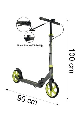 Cool Wheels 12 + Yaş Frenli Scooter / Siyah-kırmızı