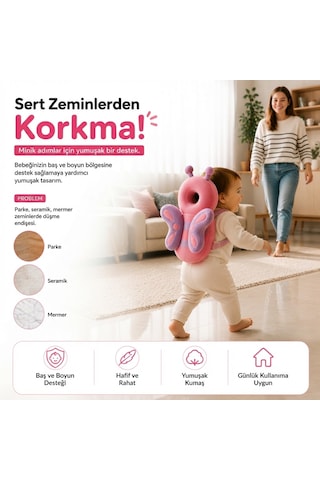 İlk Adım Güvenlik Yastığı Bebek Kafa Koruma Boyun Destek Minderi Kelebek