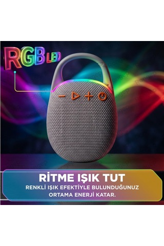 Travel-sound Taşınabilir Bluetooth Hoparlör V5.3 Önü Kumaş Kaplı Tft/aux/usb Destekli Rgb Işıklı Ipx6 Su Sı
