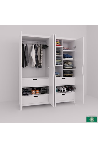 Elbise Dolabı 4 Kapaklı Geniş Depolama Alanlı