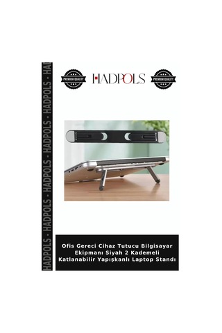 Ofis Gereci Cihaz Tutucu Bilgisayar Ekipmanı Siyah 2 Kademeli Katlanabilir Yapışkanlı Laptop Standı