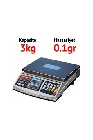Necklife Jcs-a Dijital Sayıcı Terazi - Hassasiyet: 0.1 Gr. Max: 3 Kg