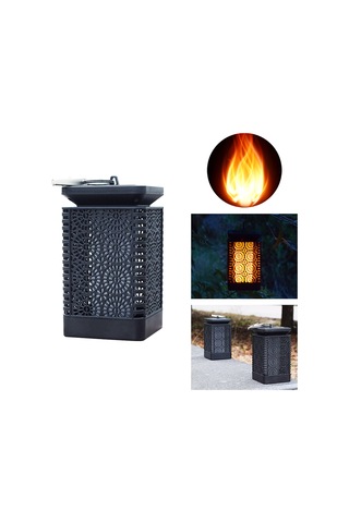 Dofolink Güneş Enerjili Alev Işığı - Ip65 Su Geçirmez Dış Mekan Led Feneri Bahçe Bahçe Dekorasyon Lambası Siyah