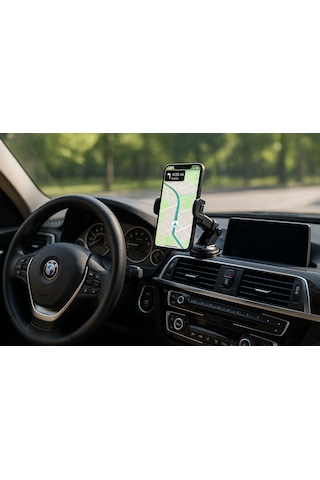 Vantuzlu Uzayan Araç Telefon Tutucu - Teleskopik Kol, 360 Döner