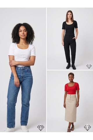 Kadın Basic Slim Fit Tişört , Modern Ve Rahat Günlük Stil SIYAH