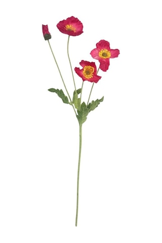 Yapay Çiçek Gelincik Çiçeği Pembe Koyu Renk 3 Çiçek 1 Tomurcuk 59cm