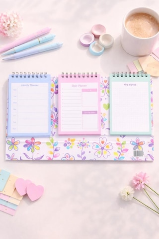 Lizy Masaüstü Planner Takvim 3 Bölmeli - Haftalık Ve Günlük Liste, Not Sayfaları Model-3