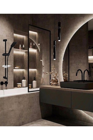 Eca Tiera Banyo Sürgülü Hareketli Üst Takım Mat Siyah 102146029C1 Siyah