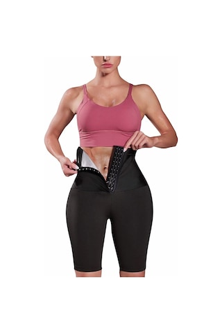 Mistirik Sauna-şort Model Ekstra Sıkılaştırıcı Agraflı Korse Şort Siyah