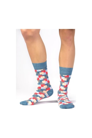 Ozzy Socks 4 Lü Geometrik Desenler Erkek Hediye Paketi Lacivert-mavi-yeşil-pembe