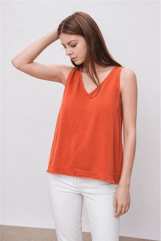 Fashion Friends Rahat Kalıp V Yaka Basic Bluz Bayan Bluz 26y0530k1 Kiremit