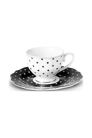 Karaca New Romantic Puantiyeli Kahve Fincanı 90 ml Siyah