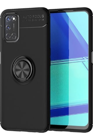 Oppo Reno A92 Kılıf Yüzüğü Stant Ve Araç Tutucu Olabilen Şık Esnek Premium Silikon Kapak Ryc/ravel Siyah
