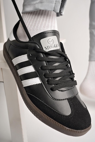 Muggo Jabbar Unisex Ortopedik Günlük Garantili Bağcıklı Yürüyüş Koşu Sneaker Spor Ayakkabı Siyah