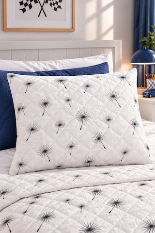 Kapitone Fermuarlı Yastık Alezi 50x70 Cm Pamuklu Yastık Koruyucu Kılıf Elyaf Dolgulu Beyaz İbiza