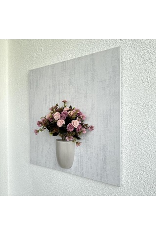 Kabartma Dokulu, Pembe Karanfil Çiçekli 3d Tablo