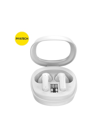 Dijital Ekranlı Şeffaf Kapaklı Kablosuz Bluetooth Kulaklık