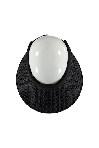 Uv Korumalı 50 Faktör Kadın Hasır Vizör Şapka Örgü Tasarım Vizör Siyah