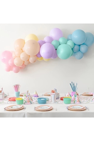 Willowhaven Renkli 63 Parça Pastel Balon Seti - Düğün Doğum Günü Dekorasyonu Renkli