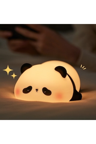Flybuy Uyku Silikon Sevimli Panda Lambası Lambası Lamba Kontrol Karartma İçin Gece Dokunmatik Çocuklar Başucu Vd Çok Renkli