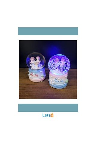 Sevimli Sevgililer Büyük Boy Kar Küresi Romantik Müzikli Led Işık 1 Adet