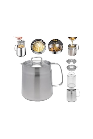 Morponi Paslanmaz Çelik Çok Fonksiyonlu Yağ Filtreli Kızartma Sepeti Çok Yönlü Yağ Filtre Kabı, Ve Süzgeçli Fritöz Krom