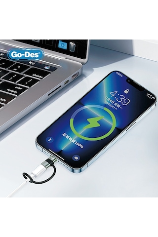 Go-des Gd-ct068 Lightning To Type-c Data Ve Hızlı Şarj Adaptörü Siyah