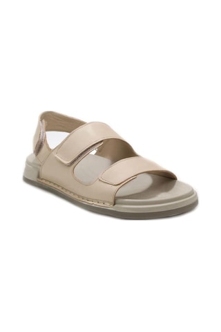 Pisagor Ps-5355 Erkek Ortopedik Hakiki Deri Sandalet Krem