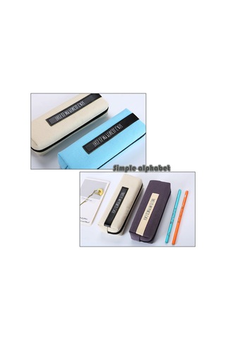 Aubyhe Kollej Öğrencileri İçin Kumaş Kalem Çantası - Dayanıklı Keten Bej Zemin Siyah Çizgili Basit Stili - Çalışma Odası Gereci Çok Renkli