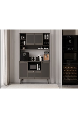 Melura Kahve Köşesi 120 Cm %100 Mdf Çok Amaçlı Dolap Gri