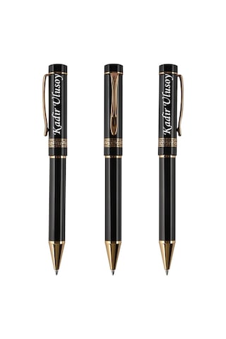 Türk Silahlı Kuvetleri Personeline Özel Logolu Kişiye Özel İsim Yazılı Kutulu Kalem Siyah