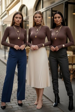 3 Lü Parmak Geçmeli Kadın Body Seti Kahverengi