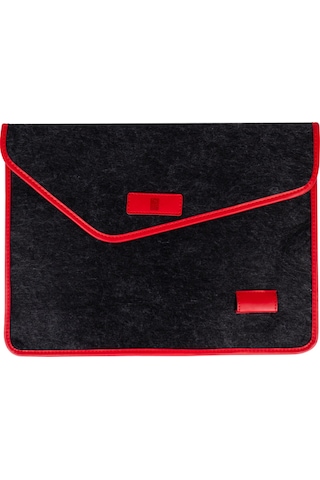 Minbag Aba Siyah Keçe Laptop Çantası, Kırmızı