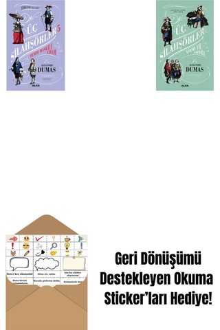 Üç Silahşörler 5 - Demir Maskeli Adam Ciltli + Üç Silahşörler Yirmi Yıl Sonra Ciltli + Okuma Sticker'ları