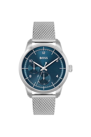 Hugo Boss HB1513942 Hasır Metalik Gri Mavi Kadran 42 mm Erkek Kol Saati