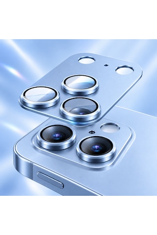 Apple iPhone 18 Pro Uyumlu Pürüzsüz Çerçeveli Tam Koruma Kamera Camı / Lens Koruyucu - Buzul Rengi