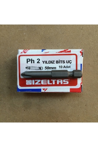 İzeltaş PH2 Sac Vidası için Yıldız Bits Sıkma Uç 50 MM 10 Adet