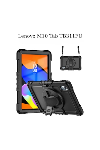 Lenovo M10 Tb311fu İle Uyumlu Defender Askılı 360 Dönebilir Standlı Zırh Tablet Koruyucu Kılıfı Korumalı Kapak