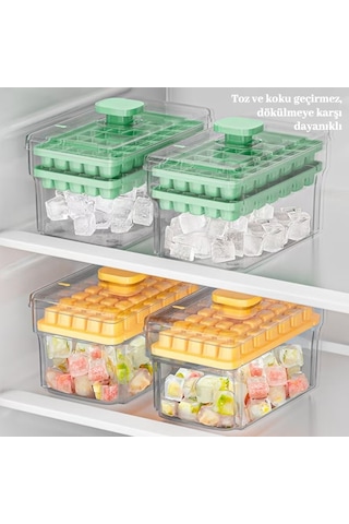 Snapbuy Kolay Kullanımlı 68 Küplük Buz Kalıbı-ev Tipi, 2 Katlı, Baskılı, Dondurucuya Uygun Sarı